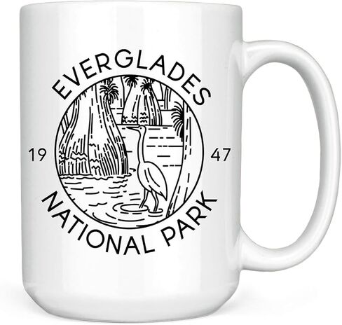 Everglades National Park Ceramic Mug - 11oz & 15oz, Black & White - Microwave & Dishwasher Safe - Wetland Wilderness Gift (11 oz white) in Saudi Arabia