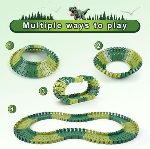 Dinosaur Track Toys for Kids - Best Birthday Gifts for 3 4 5 6 7 Year Old Boys, Flexible Race Car Track Set with Light & Sound, Create a Dino World Adventure in Saudi Arabia