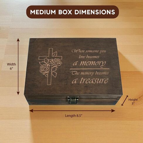 صندوق ذاكرة الزفاف المحفور - صندوق تذكار خشبي للعروس والعريس ، وعود الزواج ، أو الذكرى الأولى - الحجم المتوسط ​​- الجوز المظلم - 8.5 × 6 × 3 في in Kuwait