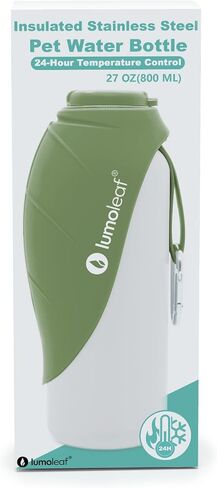 Lumoleaf معزول الكلب زجاجة مياه ماء 27 أوقية من الفولاذ المقاوم للصدأ - حافظ على الماء بارد أو دافئ ، وعاء مياه حيوان أليف محمولة للسفر ، ودليل تسرب على نطاق واسع لسهولة ملء الجليد وتنظيفه مياه الحيوانات الأليفة in Kuwait