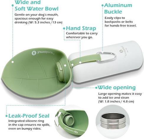 Lumoleaf معزول الكلب زجاجة مياه ماء 27 أوقية من الفولاذ المقاوم للصدأ - حافظ على الماء بارد أو دافئ ، وعاء مياه حيوان أليف محمولة للسفر ، ودليل تسرب على نطاق واسع لسهولة ملء الجليد وتنظيفه مياه الحيوانات الأليفة in Kuwait