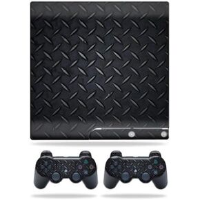 MightySkins Skin Compatible with Sony Playstation 3 PS3 Slim Skins + 2 Controller Skins Sticker Black Dia Plate