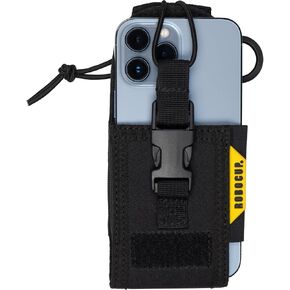 ROBOCUP Belt Pouch Holder for Two-Way Handheld Ham Radio, Walkie Talkie, GPS, Phone, Rugged Design for Work & Sports, Universal Elastic Sides for Mic Cables, Reinforced Stitching, Patch Area, D-Ring