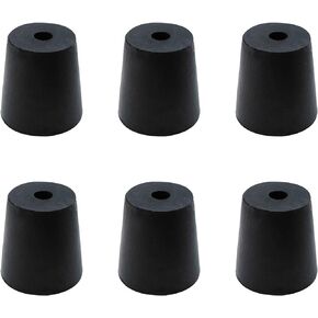 Rubber Stopper with Hole, Tapered Lab Seal Rubber Stoppers 33mm to 41mm Test Tubes Bungs Plug Bottle Stopper for Industrial, Laboratory, Home 6 Pieces - Black
