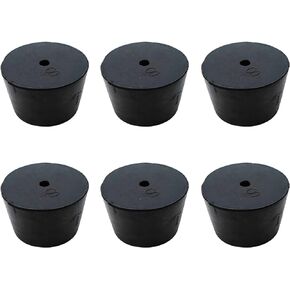 PENCK 6pcs Rubber Stopper with Hole 27mm to 34mm Tapered Plug Black Test Tubes Bungs Stoppers for Lab Home Use