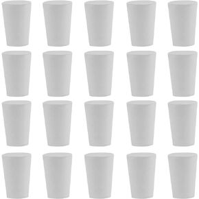 Unlorspy 10 Pack 3# Lab Solid Rubber Stoppers, Size 3 Rubber Stopper Plug White Tapered Solid Rubber Stoppers for Lab Tube, 24 x 18 x 27mm (Dia.x Dia.x H)