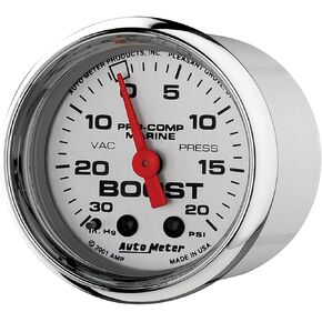 AutoMeter Gauge, Vac/Boost, 2 1/16", 30Inhg-20Psi, Mechanical, Marine Chrome (200774-35)