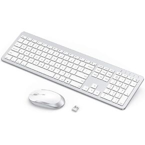 seenda Rechargeable Wireless Keyboard Mouse Combo Full Size Cordless Keyboard & Mouse Sets with Build-in Lithium Battery Ultra Thin Quiet Keyboard Mice (Rose Gold & Black)