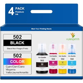 زجاجات إعادة تعبئة الحبر YUANQIMM 502 (ليس حبر التسامي) بديلة لـ 502 حبر إعادة التعبئة T502 للاستخدام مع ET-2750 ET-4760 ET-3750 ET-4750 ET-3710 ET-3700 ET-2850 ET-2760 ET-3760 ET-2700 ET -15000 طابعة in Kuwait