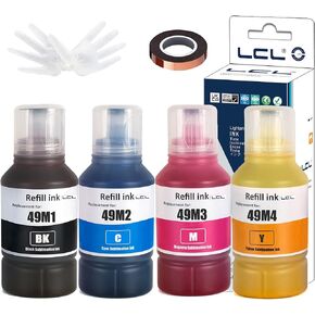 LCL Compatible 4x140ml T49M Autofill Sublimation Ink Replacement for SureColor F170 F570 Dye-Sublimation Printer (T49M1 T49M2 T49M3 T49M4 4-Pack)