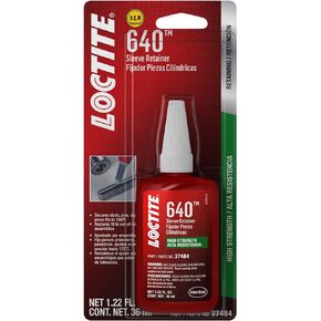 Loctite 640 High-Strength Sleeve Retainer, High-Temperature, Anaerobic Adhesive, for Large Diameter Components, Active Metals, Prevents Surface Corrosion | Green, 36 ml Bottle (PN: 492147)