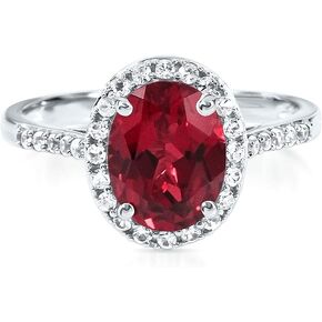 etneyjewels 2.6 Carat Diamond With Red Ruby Oval Cut Bridal Enagagement Rings For Women 10K White Gold Anniversary And Wedding Prong Setting (Centre Gemstone 2 ctw,Clarity I2,Color HI)