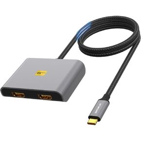 SWITCHFLUX USB C to Dual HDMI Adapter, 4K@60Hz HDMI Splitter Extended Display Adapter for Dual Monitors Type C (Thunderbolt 3) to HDMI Converter for iPhone 15 Series, MacBook Pro/Air,Laptop(11.8 in)