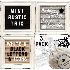 Small Letter Board [Set of 3] Mini Felt Letter Board Letters and Symbols Trio - Adorable Baby Announcement Props or Announcement Board for New Baby, Word Board with Letters (6x6 inches)