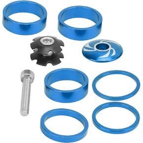 Keenso Bike Handlebar Stem Spacers, 6Pcs Bike Headset Spacer Aluminium Alloy Handlebar Stem Spacers for Mountain Bike(Blue) & Parts