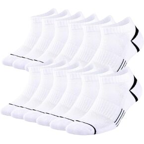COOPLUS 12 Pack Men's Athletic Ankle Socks Cushioned Running Breathable Low Cut Casual Socks