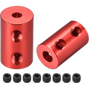 uxcell 1/8 inch to 5mm Bore Rigid Coupling Set Screw L20XD12 Aluminum Alloy,Shaft Coupler Connector,Motor Accessories,Red,2pcs
