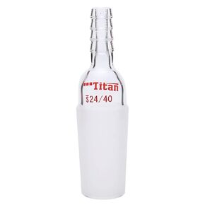 Adamas-Beta Glass Straight Inlet Adapter with 14/20 Joint & 8mm Hose Connection, 65mm Height, Lab Supplies