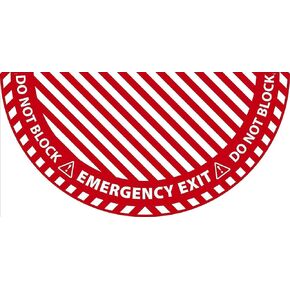 NMC Emergency Exit, Do Not Block Half Circle Door Swing Walk-on Floor Sign with Smooth Non-Slip Surface, 56 X 28, WFSM102
