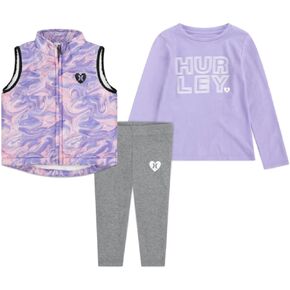 Toddler Girls' 3 Piece Puffer Vest Set