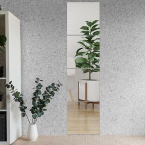 haodeni 4 Pcs Frameless Square Mirror Sticker Full Length Wall Mirror Tile Stickers Removable Self-Adhesive Acrylic Mirror Wall Decals Large Full Body Wall Mirror Decoration for Door Bedroom Home Gym