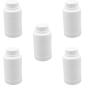 Othmro 10pcs 8.45oz/250ml Plastic Bottles, Lab Cylindrical Chemical Reagent Bottle, Wide Mouth Laboratory Reagent Polyethylene Bottle, Sample Sealing Liquid Storage Container for Food Storage White