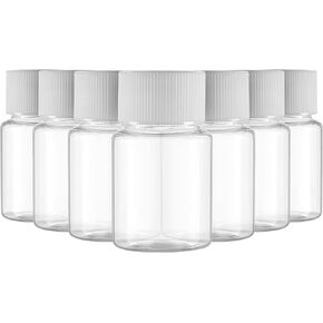 ULTECHNOVO Clear Pill Bottle Medicine Containers with Caps 10pcs 30ml Plastic Empty Bottles Portable Reagent Bottle Storage