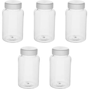 Bettomshin 5Pcs 200ml PE Plastic(Food Grade) Bottles, Wide Mouth Lab Reagent Bottle Liquid/Solid Sample Seal Sample Storage Container