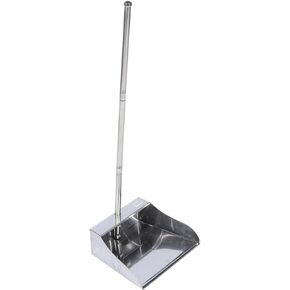 TOPBATHY Stainless Steel Dustpan with Long Handle Metal Upright Dustpan Heavy Duty for Lobby Garage Home and Yard Home Shop Commercial and Industrial Use