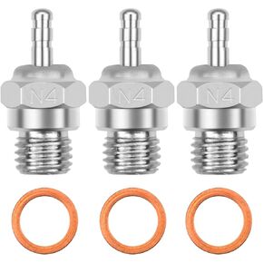 ShareGoo RC Glow Plug #4 N4 Medium Hot Spark Nitro Engine Parts 70117 Compatible with Traxxas Kyosho Redcat HPI HSP 1/8 1/10 RC Car Truck Buggy (3Pack)