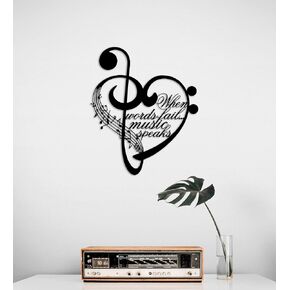 Personalized Music Metal Wall Art and Decor, Custom Music Notes Gift, Gift for Musician, Music Teacher Gift, Entrway or Bedroom, Metal Wall Sculpture (Black-14"-Ready Text) in Kuwait