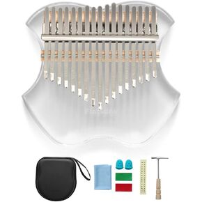 Flatsons Acrylic Kalimba Thumb Piano Mini 17 Keys Thumb Piano Transparent Crystal Kalimba Mbira with Case Tuning Hammer Study Instruction (Big Apple)