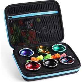 حقيبة تخزين MAGICYOYO Professional Yoyo، حقيبة حمل Yoyo لحماية ملحقات Yoyo، 6 مساحات تخزين Yoyo ومقصورة داخلية بسحاب (أسود أزرق)