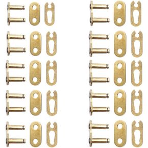 QAZAKY 10 pcs Gold 428 Drive Chain Repair Master Connector Split Link for 50cc 70cc 90cc 110cc 125cc ATV Quad Scooter Motorcycle Go Kart Moped Pit Dirt Pocket Bike XR50 CRF50
