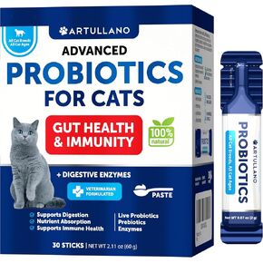Probiotics for Cats - Supports Digestion, Immune Health & Gut Health - Nutrient Absorption - Digestive Enzymes - 30 Sticks in Kuwait