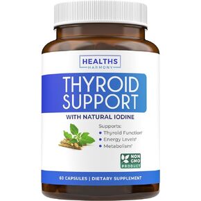 Thyroid Support with Iodine - 180 Capsules (Non-GMO) Improve Your Energy - Ashwagandha Root, Zinc, Selenium, Vitamin B12 Complex - Thyroid Health Supplement for Women and for Men - 90 Day Supply…