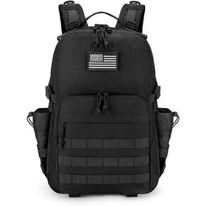 CVLIFE Military Travel Backpack for Men 40L Tactical Work Backpack Molle Rucksack Large Bookbag Army Day Pack with Bottle Holder for Women Outdoor Camping Sport Hiking Trekking Everyday Carry, Black