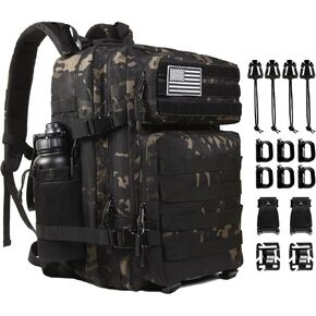 Joyfulife 45L Military Tactical Backpack for Men Women Military Backpack Molle Backpack Large Army 3 Day Assault Pack Bug Out Bag Hiking Rucksack with Bottle Holder
