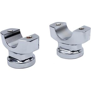 POWERJAMES 1.5" Tall Chrome Low Profile Handlebar Risers for Harley Davidson Breakout FXBRS FXSB 2013-2023 with 1 1/4 inch Knurl Center