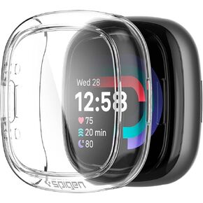 Spigen Ultra Hybrid Designed for Fitbit Versa 4 / Fitbit Sense 2 with Tempered Glass Screen Protector Smartwatch Case - Crystal Clear