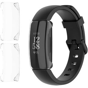 Rc-Z Screen Protector Case for Fitbit Inspire 3/Inspire 2 Smart Watch, 2-Pack Soft TPU Ultra-Thin Full Face Cover Replacement Bumper Accessories for Fitbit Inspire 3/Inspire 2, Black