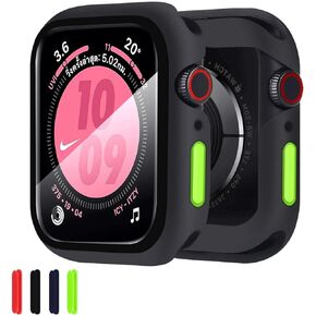 2PCS Case Compatible with Apple Watch Series 6/5/4/SE 44mm, Rugged Bumper Full 360° Protective Case with HD Screen Protector [Turning into Ultra 2/1 Upgrade], Titanium Original + Black