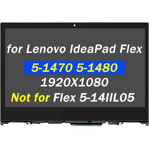 PEHDPVS 5D10N45603 5D10N45602 Replacement for Lenovo IdeaPad Flex 5-1470 5-1480 80XA 81C9 FullHD 1920x1080 IPS 14.0" LCD Screen Display Touch Assembly Bezel(Not for Flex 5-14 81X2 81X1)