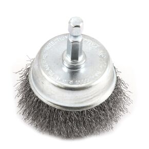 Forney 72730 Wire Cup Brush, Fine Crimped with 1/4-Inch Hex Shank, 2-Inch-by-.008-Inch