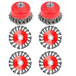 ALSIHONG 3 Inch Knotted Wire Cup Brush 4-1/2 Angle Grinder with 5/8 Inch-11 Threaded Arbor Wire Wheel for Heavy Duty Cleaning,Rust, Paint Removel,Corrosion-6 Pack
