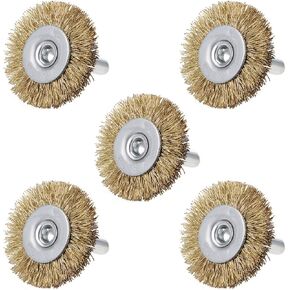 uxcell 1-1/2Inch Wire Wheel Brush Bench Copper Plated Crimped Steel 1/4-Inch Shank 10 Pcs