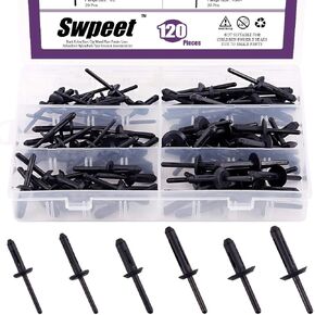 Swpeet 131Pcs Poly Rivet Gun Set with 1Pcs Rivet Removal Tool, 90Pcs Poly Rivet Assortment Kit Tool for All Plastic Rivets Safe Metal or Plastic Clips Removal - Free Fastener Remover Included