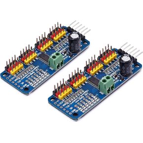 Teyleten Robot PCA9685 16 قناة 12 بت PWM محرك سيرفو سائق I2C IIC وحدة لـ MG90S SG90 MG995 متوافق مع Arduino Raspberry Pi (2 قطعة)