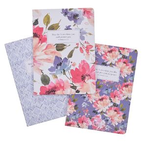 Christian Art Gifts Slim Scripture Notebooks for Women, May the Lord Bless You/Smile on You/Be Gracious to You - Numbers 6:24-26 Inspirational Bible Verse Variety, Blue/Pink/Purple Floral Set/3 Large
