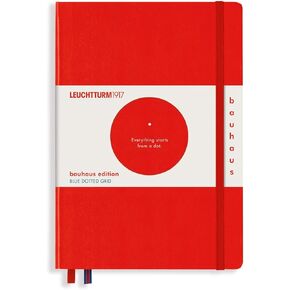LEUCHTTURM1917 - Dotted Hardcover Notebook Medium A5 Bauhaus Special Edition 251 Numbered Pages for Writing and Journaling (Red)